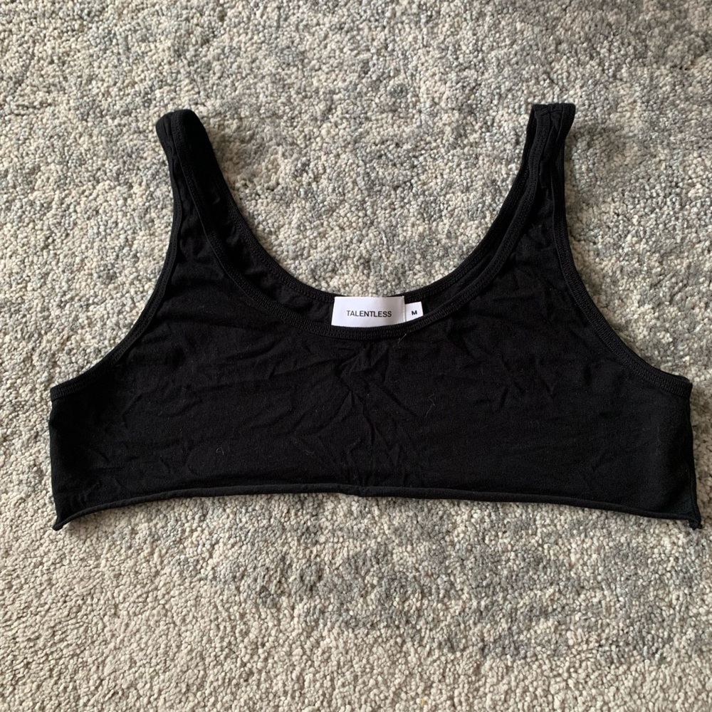 Talentless Black Crop Raw Hem Tank